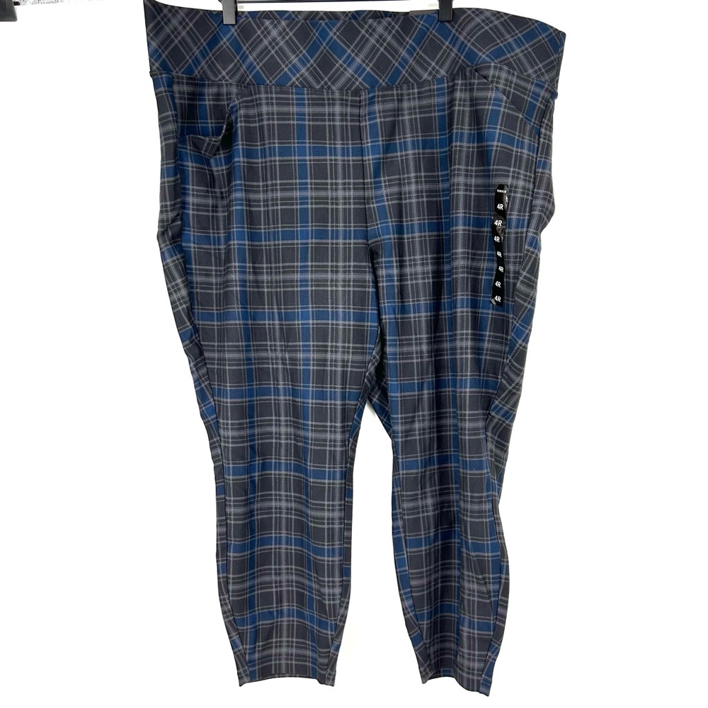 Torrid Pull On Pocket Pixie Pants Plaid Grey Blue… - image 1